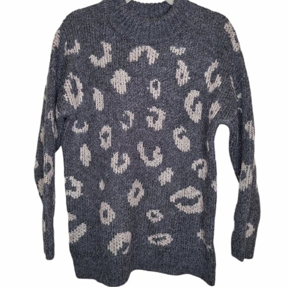 Universal Thread Women's Mock Turtleneck Animal Print Sweater Tunic Gray, XS - Picture 3 of 5